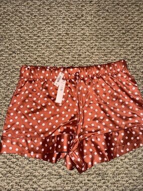 Victoria's Secret Rust Red Polka Dot Satin Sleep Shorts